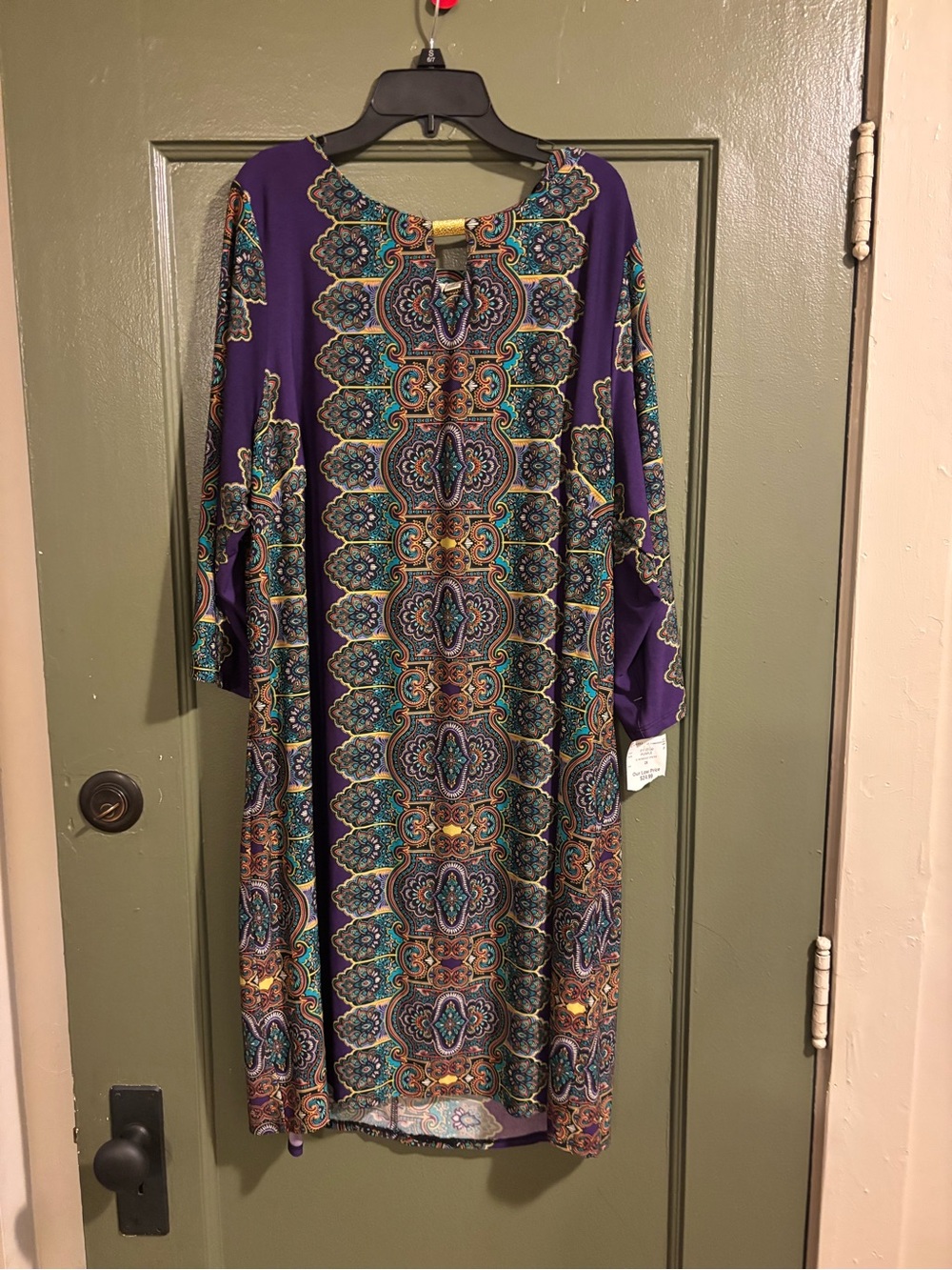 Emma & Michele Purple Paisley-Print Long Sleeve Shift Dress